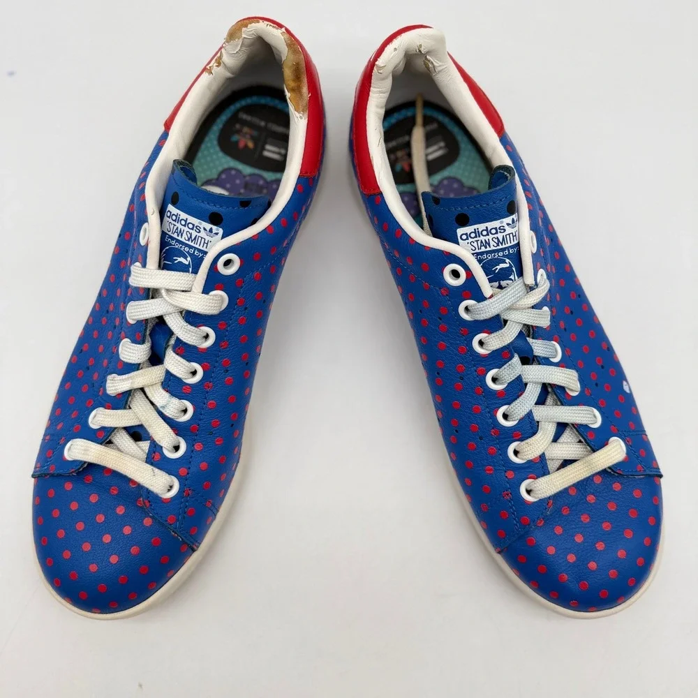 Adidas Mens 10.5 Pharrell Williams Stan Smith Blue Red Polka Dot B25400